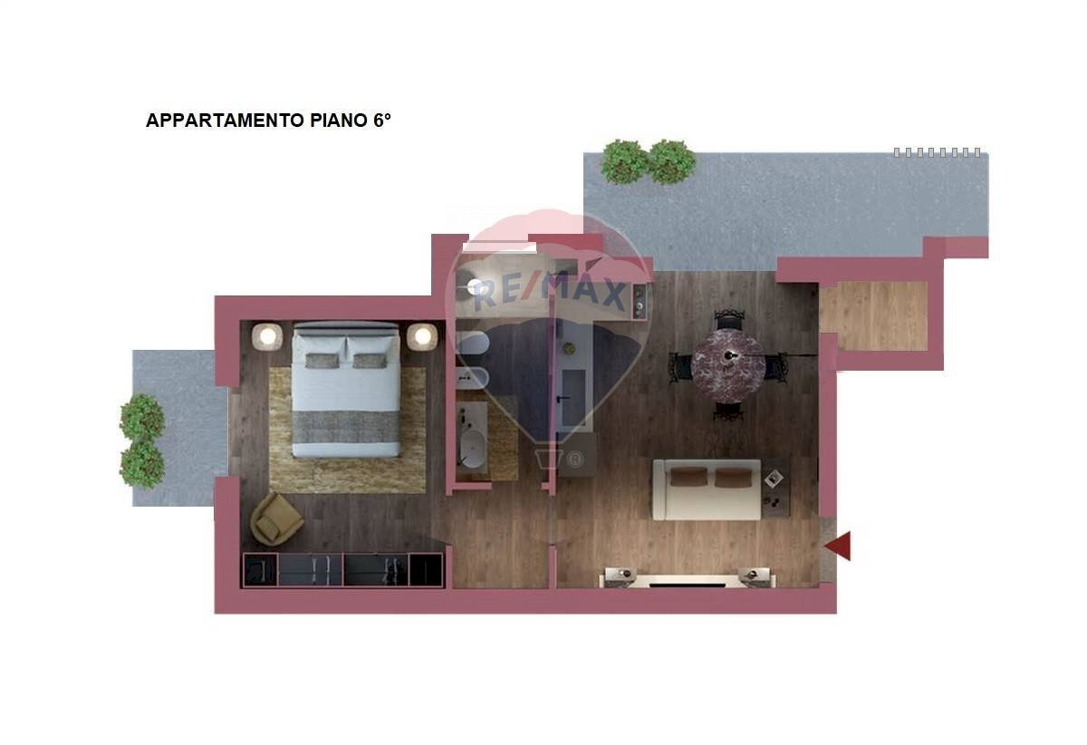 Pianta 3D - Bilocale Viale Japigia
 
131, Bari - planimetria 1