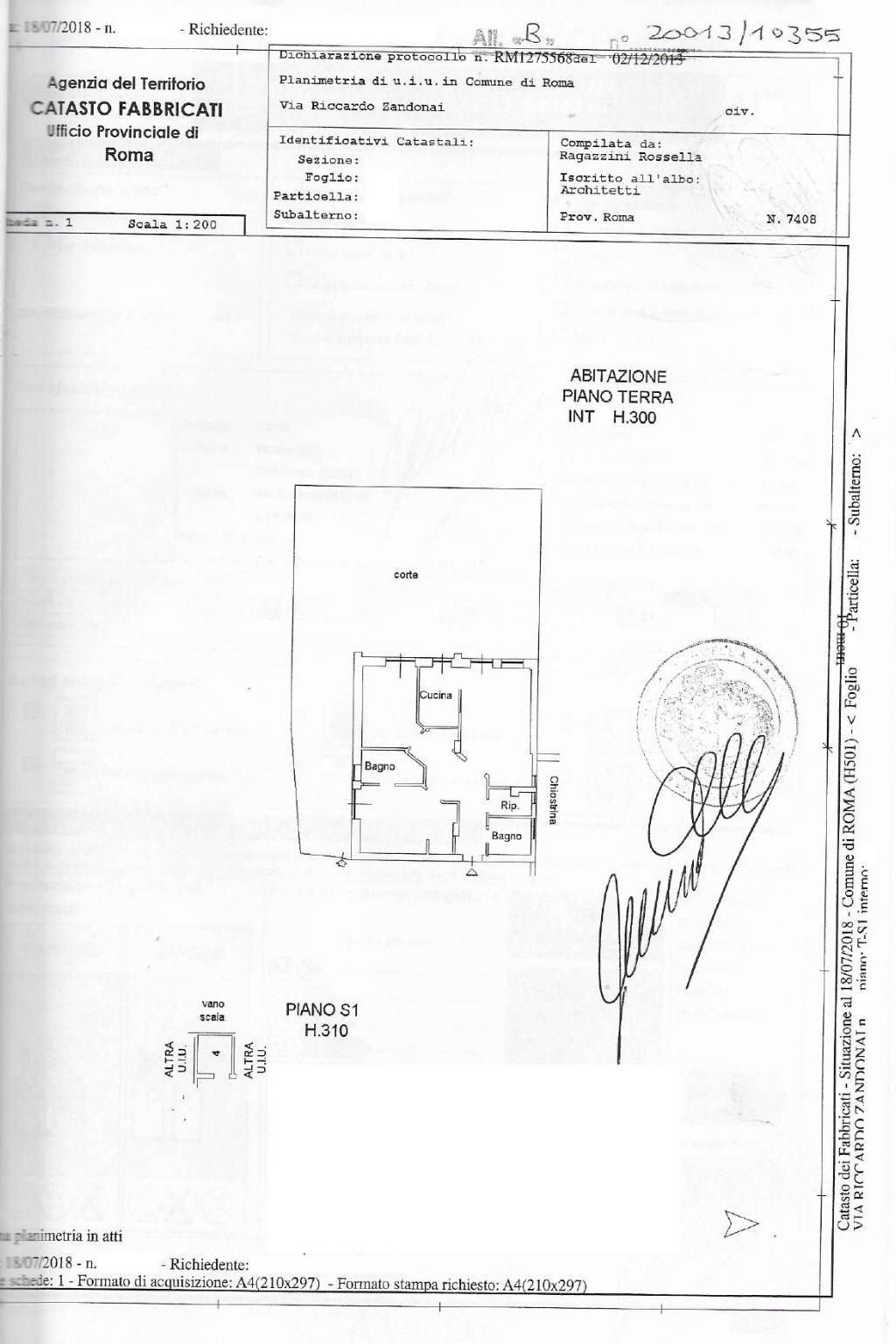 Three-room apartment via Riccardo Zandonai, 41, Roma - floor plans 1