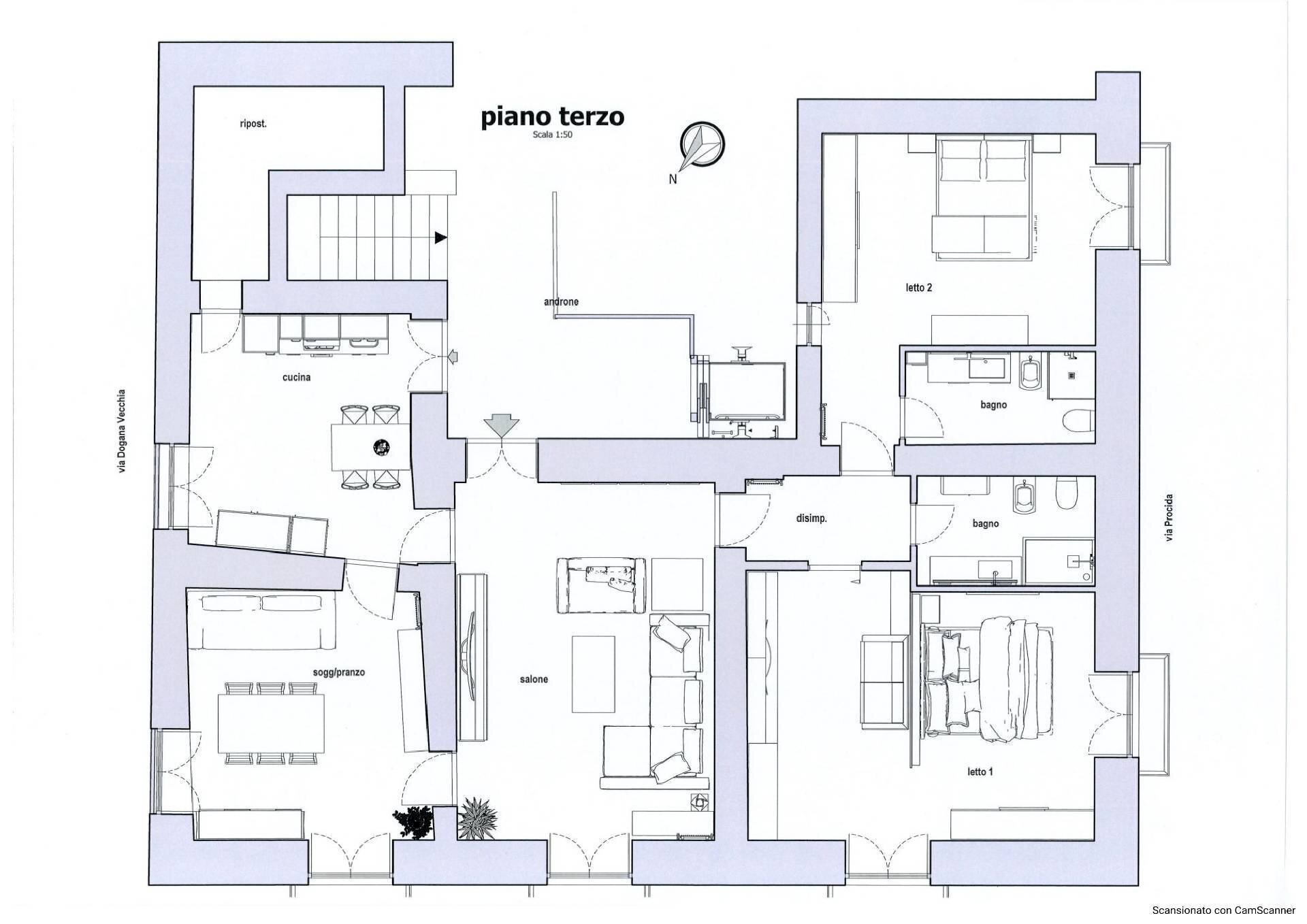 Foto 2 - Four-room apartment Piazza Sedile Del Campo
 
22, Salerno - floor plans 1