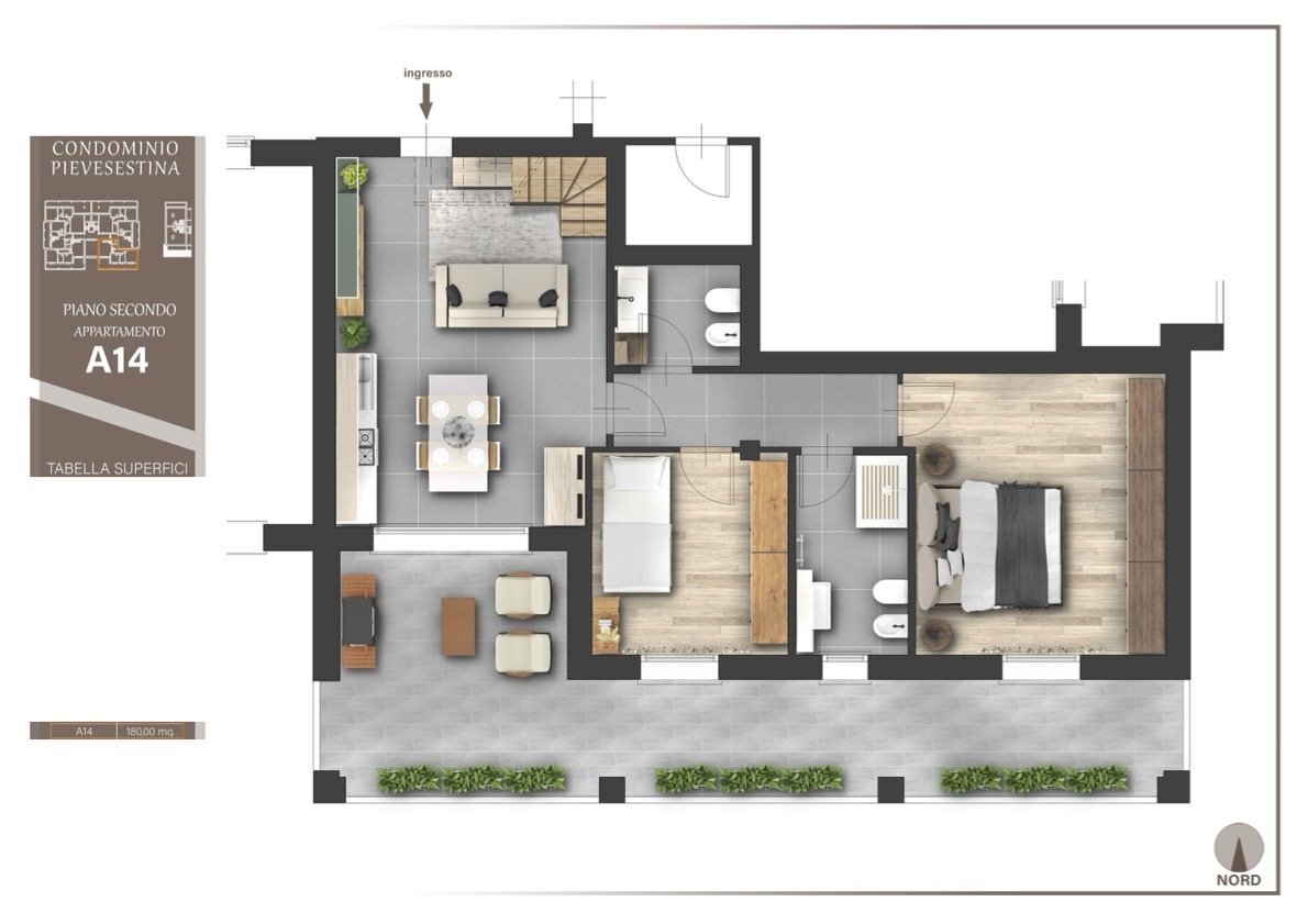 App.A14 - piano Secondo.jpg - Four-room apartment via diegaro-pievesestina, Cesena - floor plans 1
