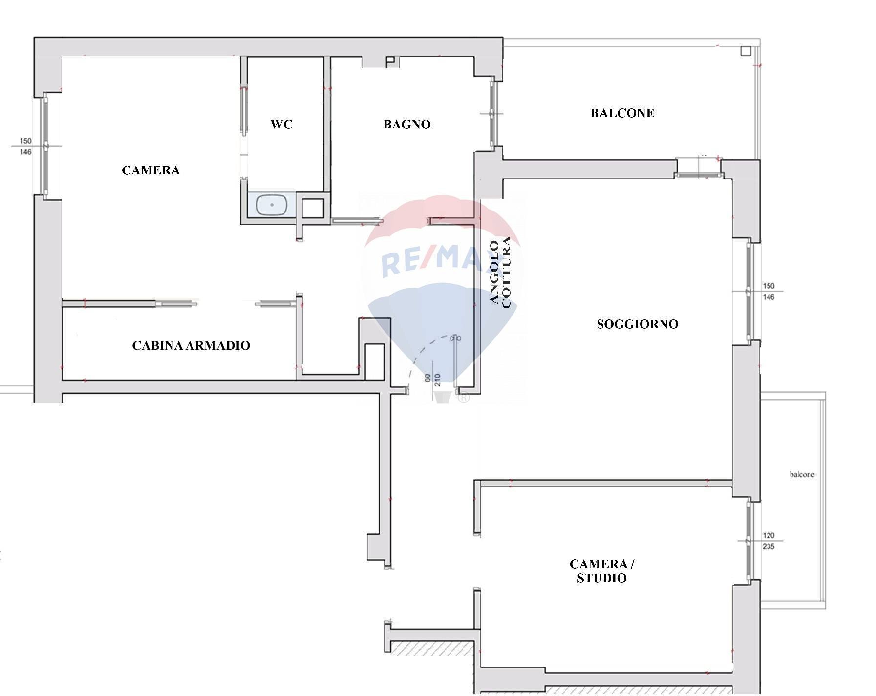 Pianta 2D - Trilocale viale pirandello
 
26, Busto Arsizio - planimetria 1