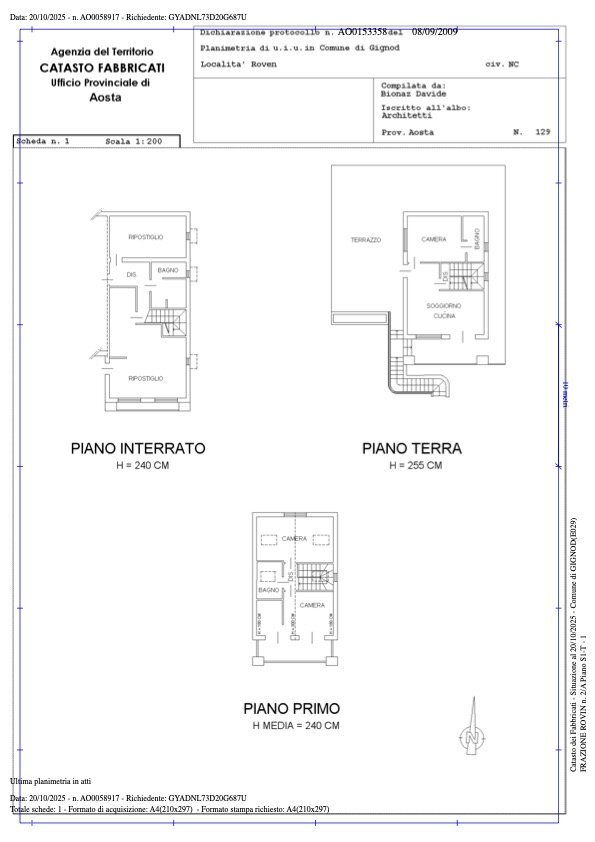 Villa Frazione Rovin 2/a, 2, Gignod - planimetria 1