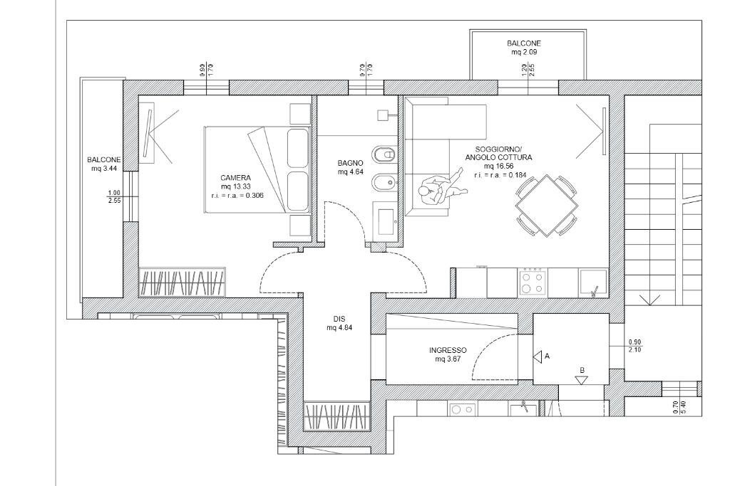 Two-room apartment Via Sidney Sonnino, Rimini - floor plans 1