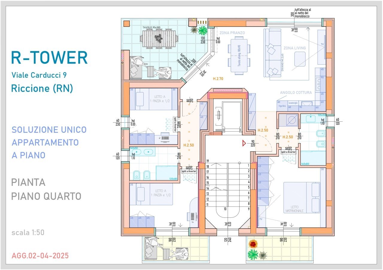 planimetria - Appartamento Via Giosuè Carducci 9, Riccione - planimetria 1