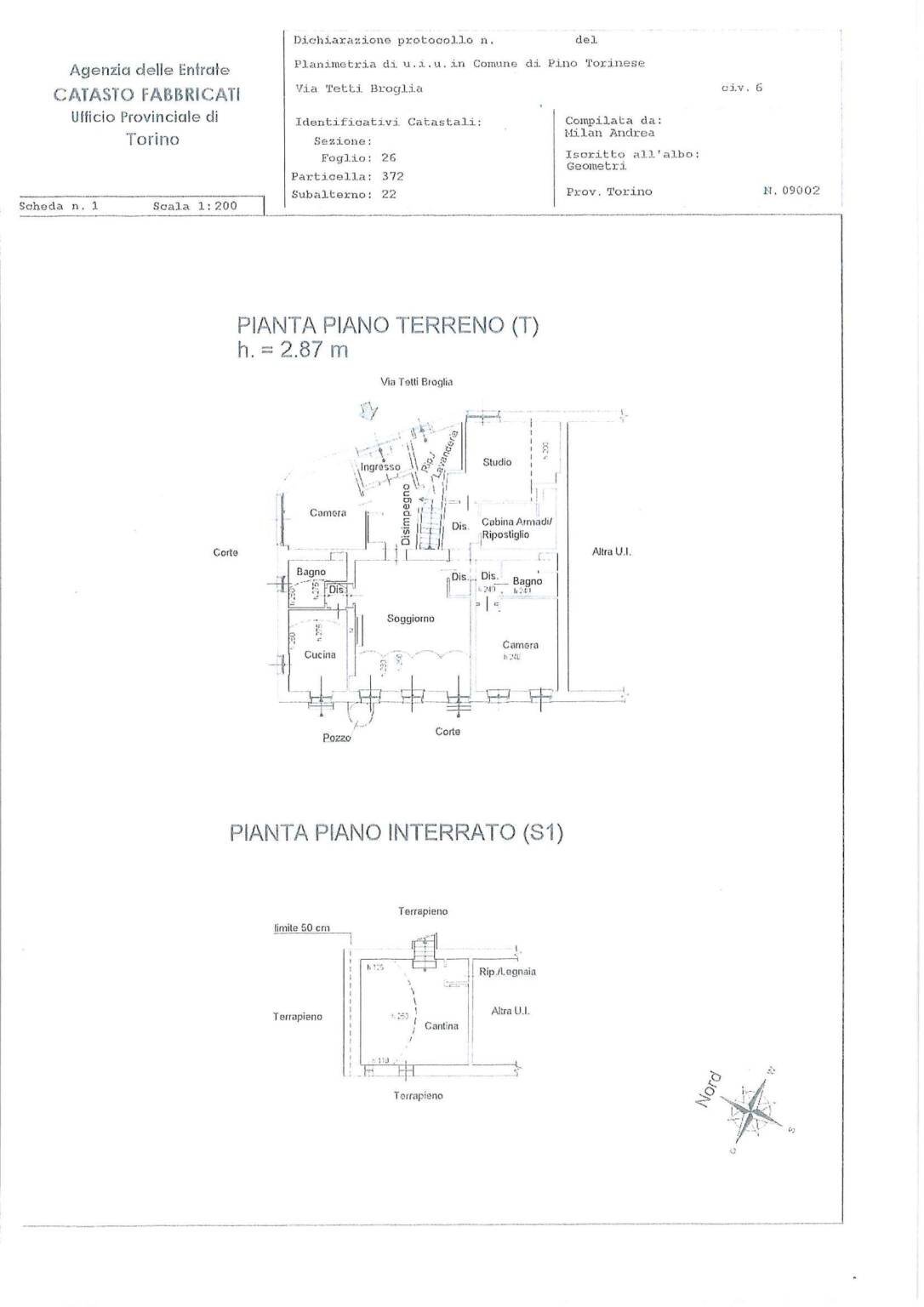 Quadrilocale via Tetti Broglia, 6, Pino Torinese - planimetria 1