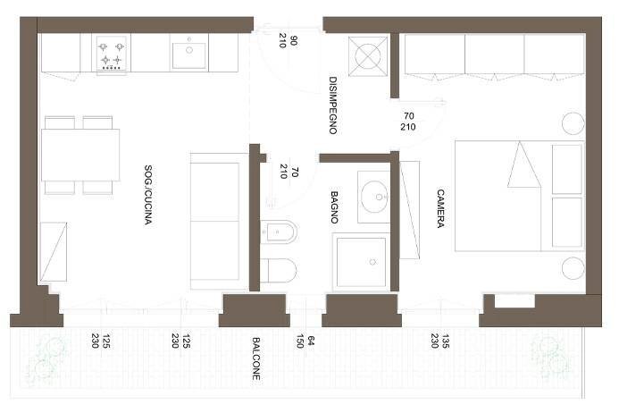 Planimetria - Bilocale Via Guglielmo D'alzano, Bergamo - planimetria 1
