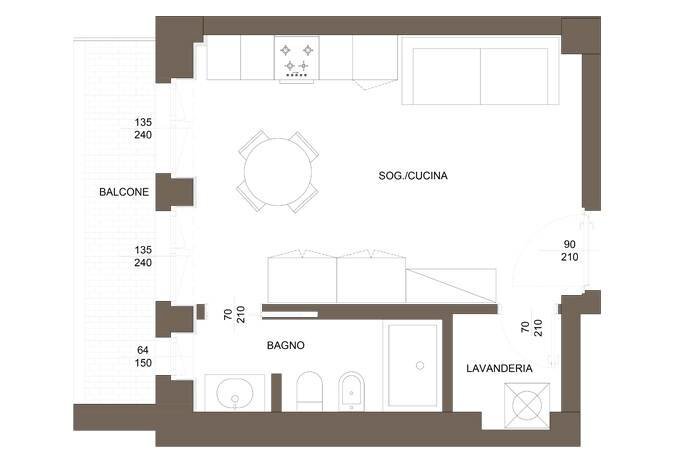 Planimetria - One-room apartment via gugliemo d'alzano, Bergamo - floor plans 1