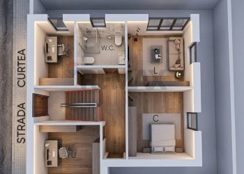 Pianta 3D - Casa semi indipendente Via Pulei
 
67/B, Mascalucia - foto 166