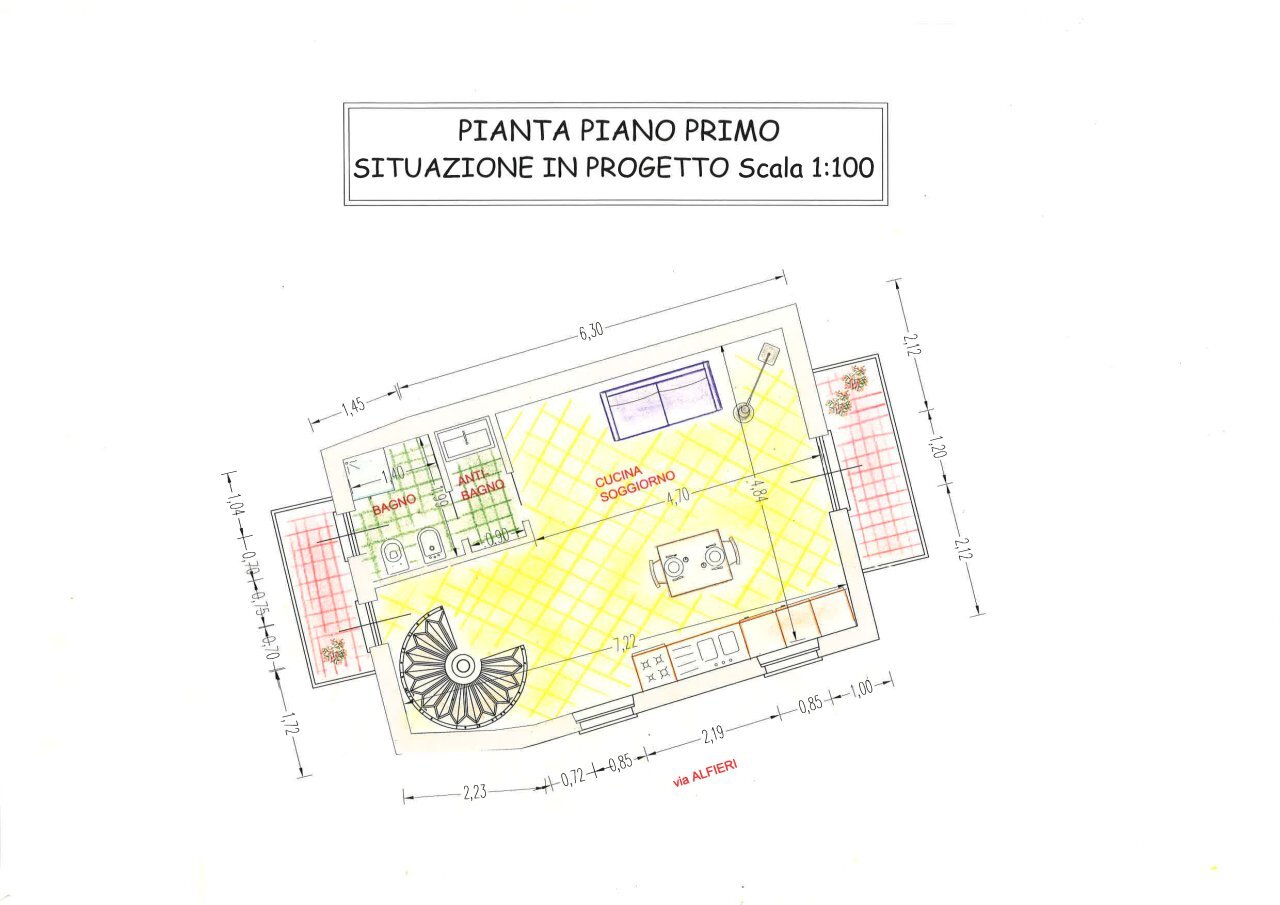 Piano-Primo-Progetto-Web.jpg - Portion of a house Via Vittorio Alfieri 18, Castiglione Falletto - floor plans 1