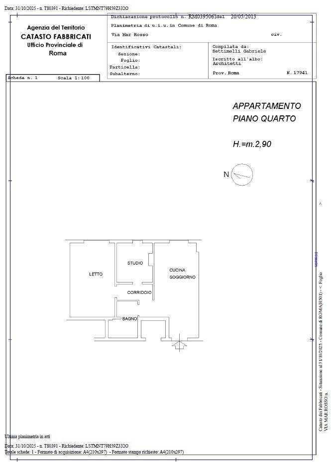 Foto 31 - Trilocale via mar rosso, Roma - planimetria 1