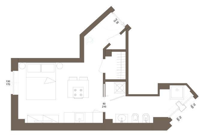 Planimetria - One-room apartment via San Benedetto, Bergamo - floor plans 1