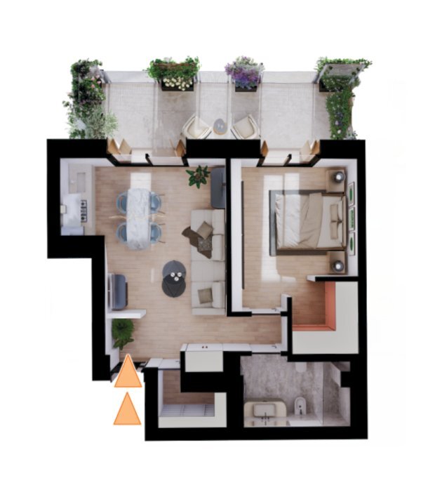 Bilocale 1 planimetria 3D - Two-room apartment Laigueglia - floor plans 1