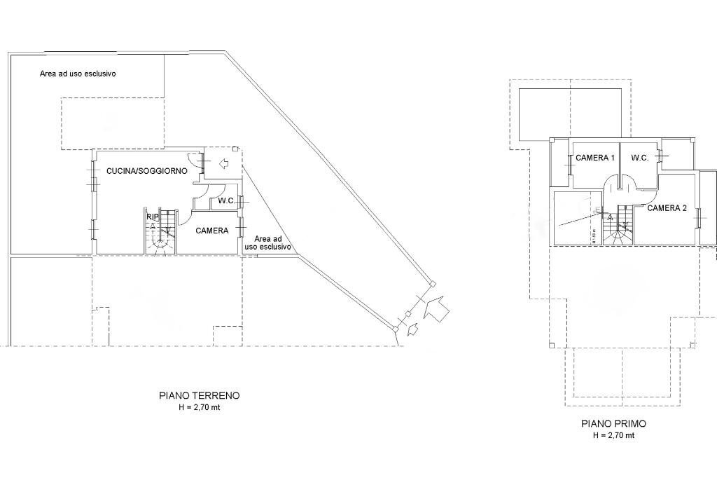 Portion of a house Via Bruna, San Francesco al Campo - floor plans 1