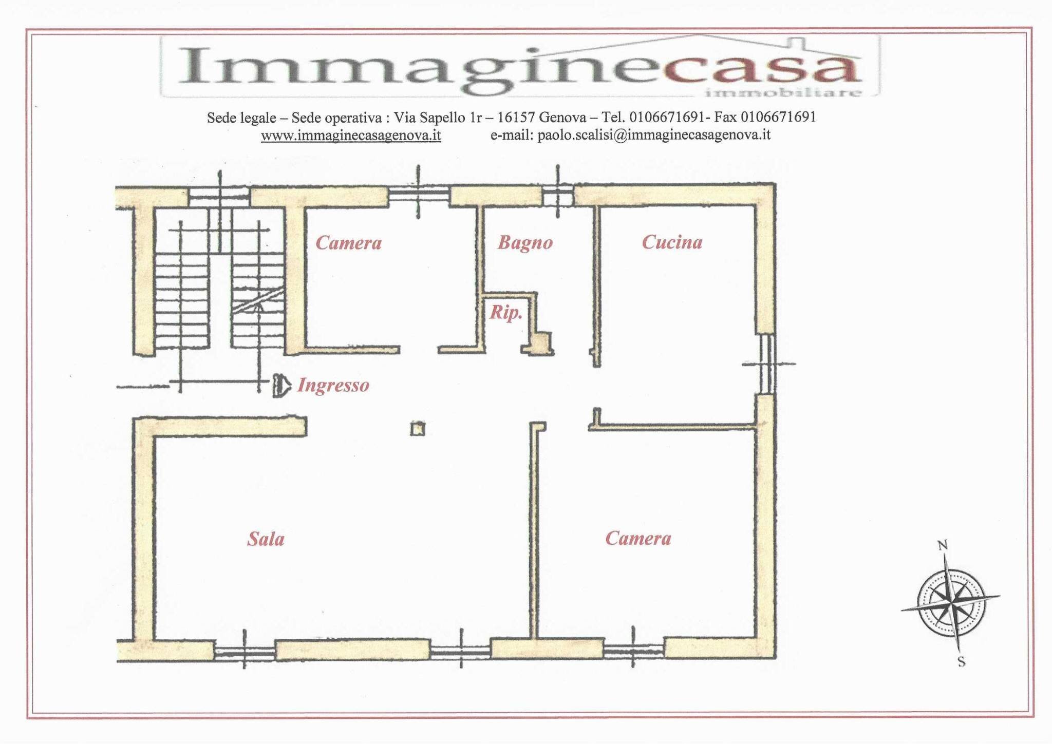 Trilocale via delle Fabbriche, Genova (zona Voltri) - planimetria 1