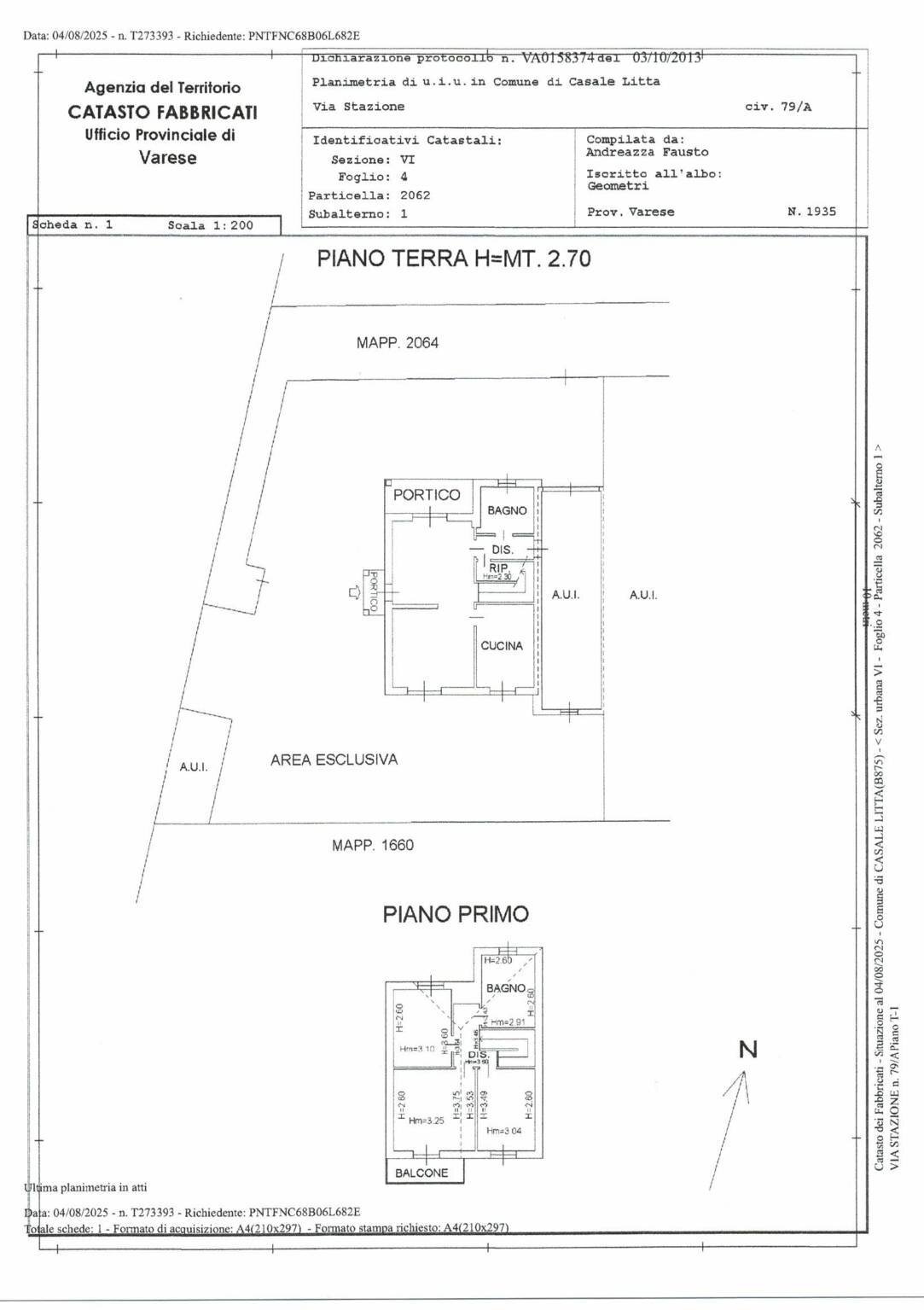 Villa via Cesare Battisti, Daverio - planimetria 1