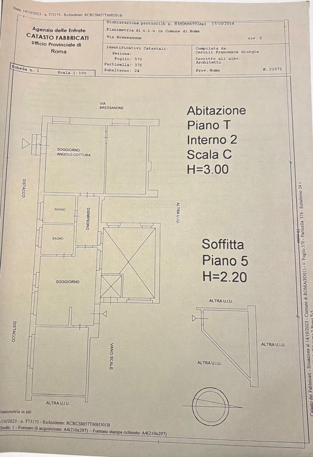 Four-room apartment via Bressanone, Roma - floor plans 1