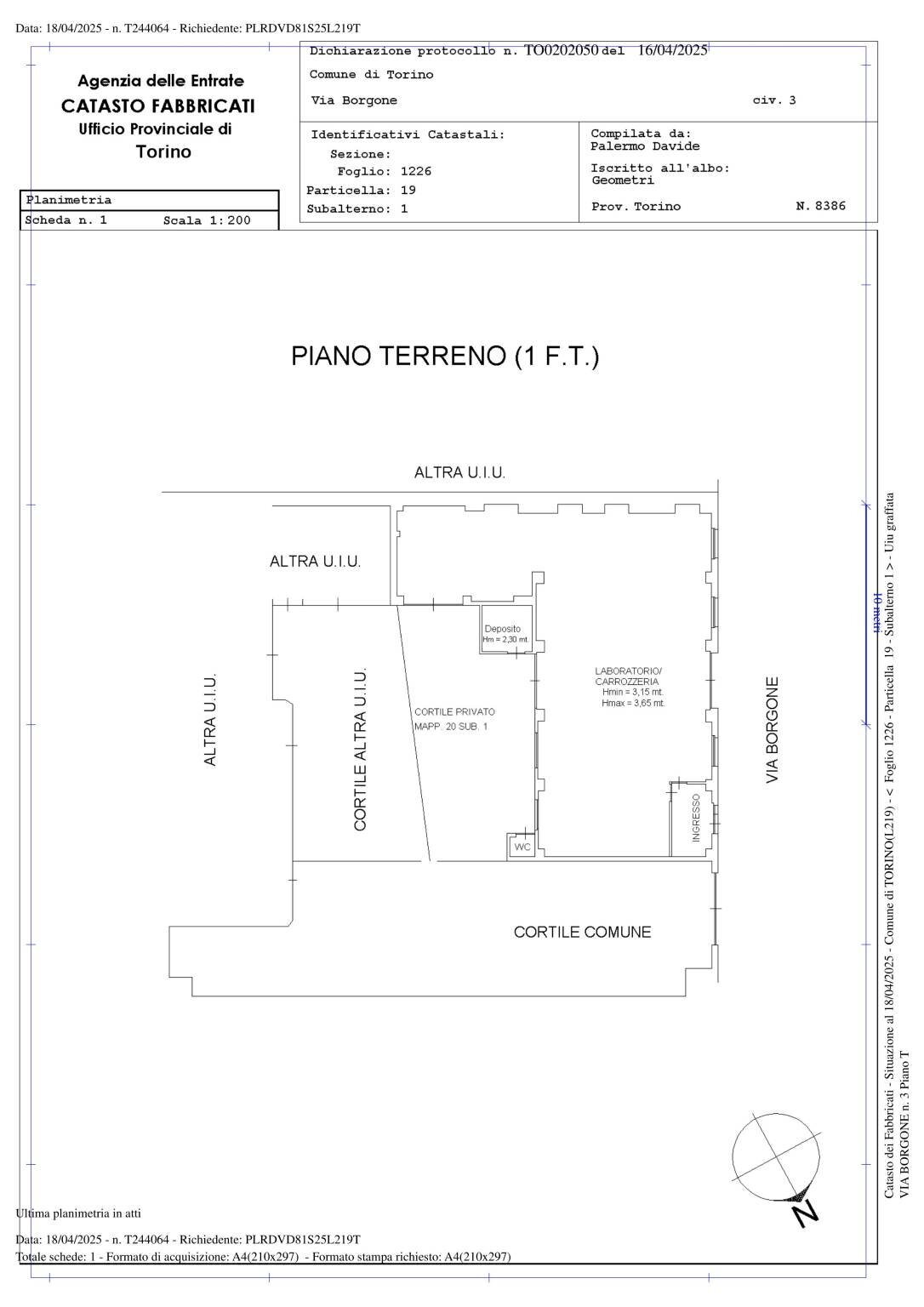 Negozio via Borgone, 3, Torino (zona Pozzo Strada) - planimetria 1