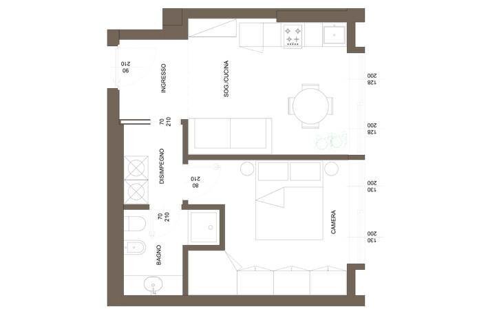 Planimetria - Bilocale via guglielmo d'alzano, Bergamo - planimetria 1