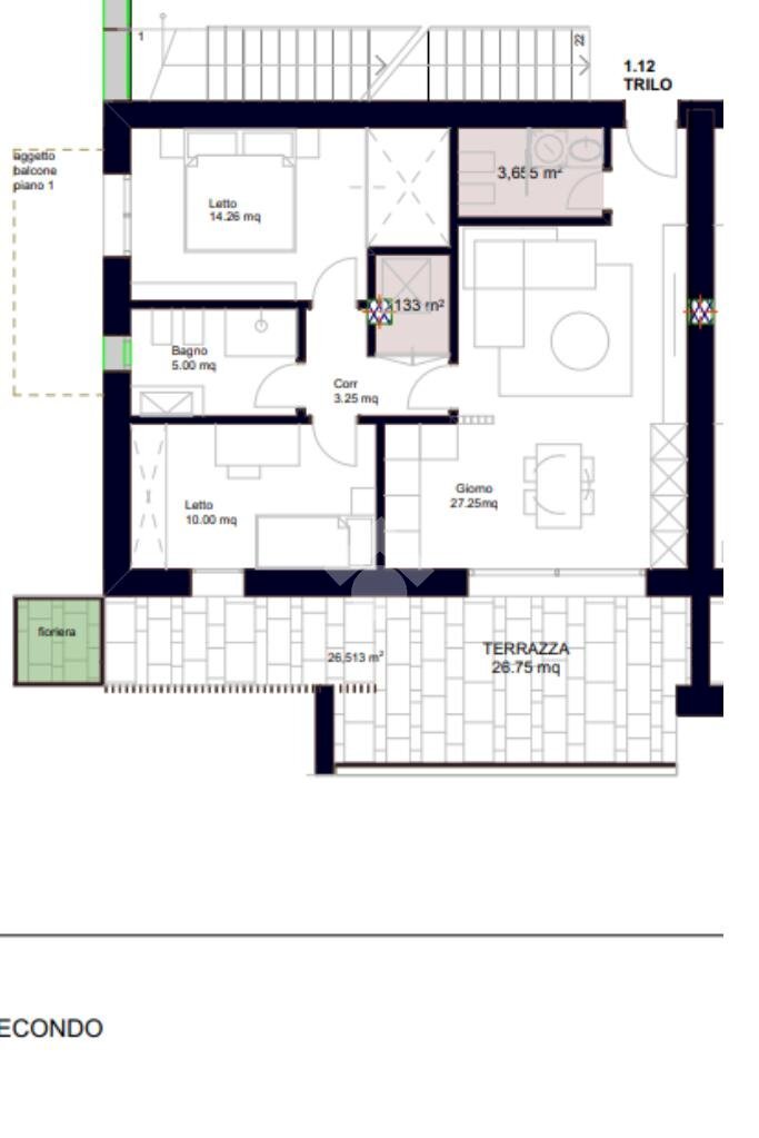 Trilocale Via alberto Sordi, Parma - planimetria 1