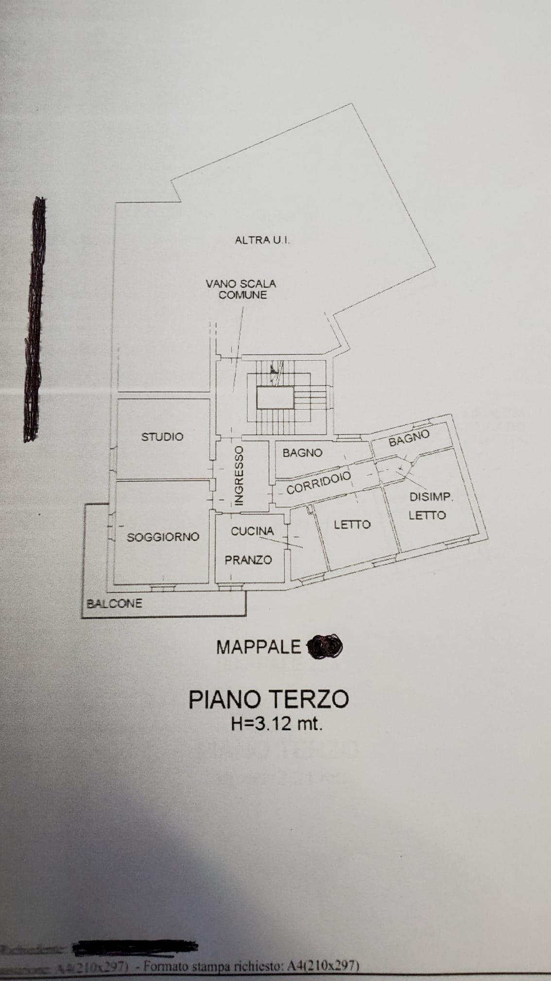 Quadrilocale Via Giulio Reggianini, Modena - planimetria 1