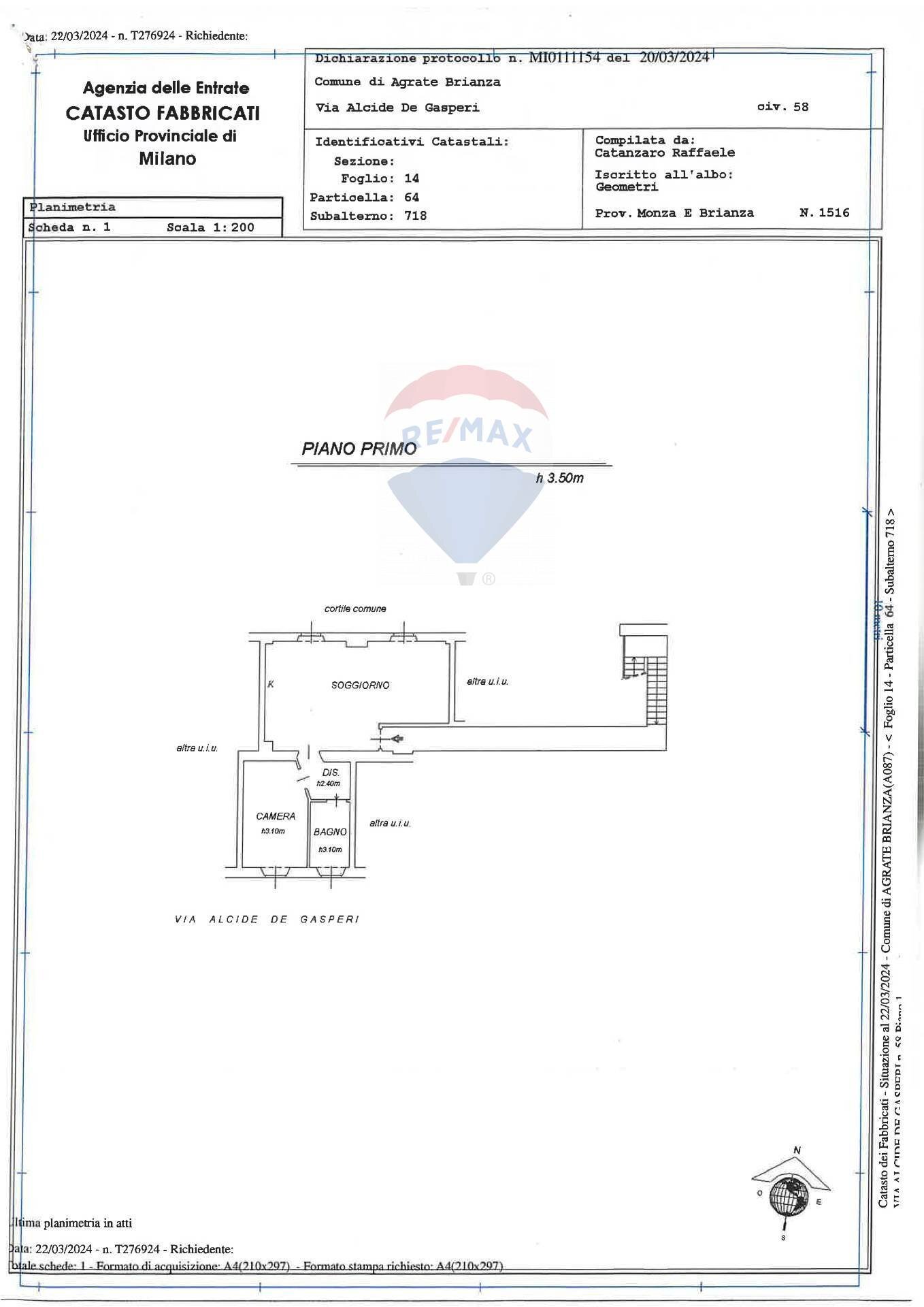Pianta 2D - Two-room apartment Via Alcide de Gasperi
 
60, Agrate Brianza - floor plans 1
