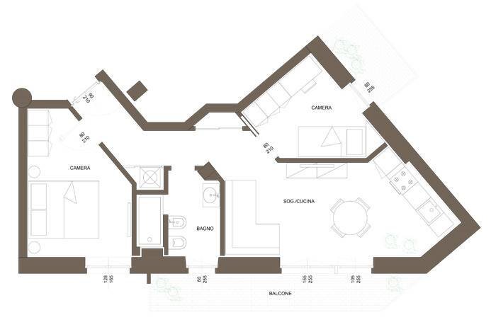 Planimetria - Trilocale via san benedetto, Bergamo - planimetria 1