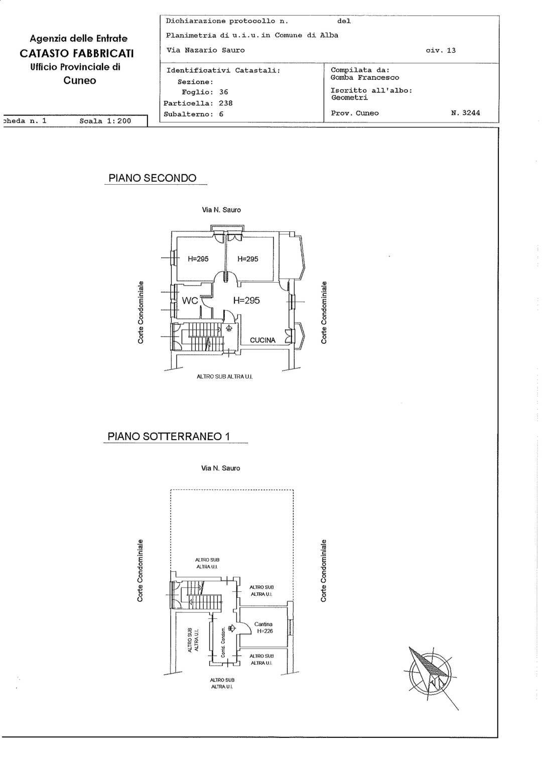 Three-room apartment via Nazario Sauro, Alba - floor plans 1