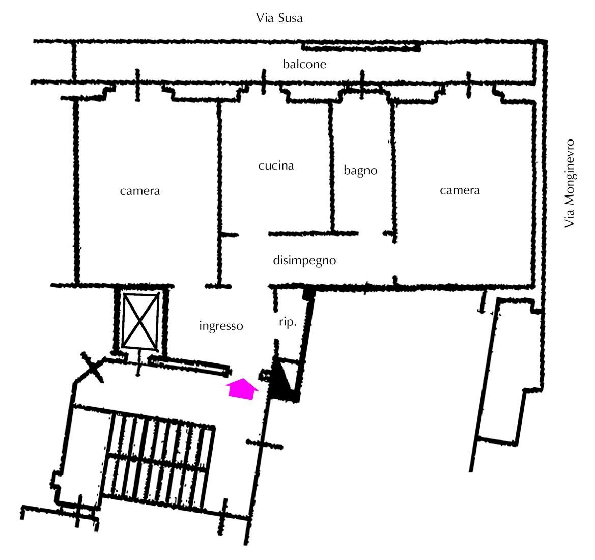 Trilocale via Monginevro, 13, Beinasco - planimetria 1