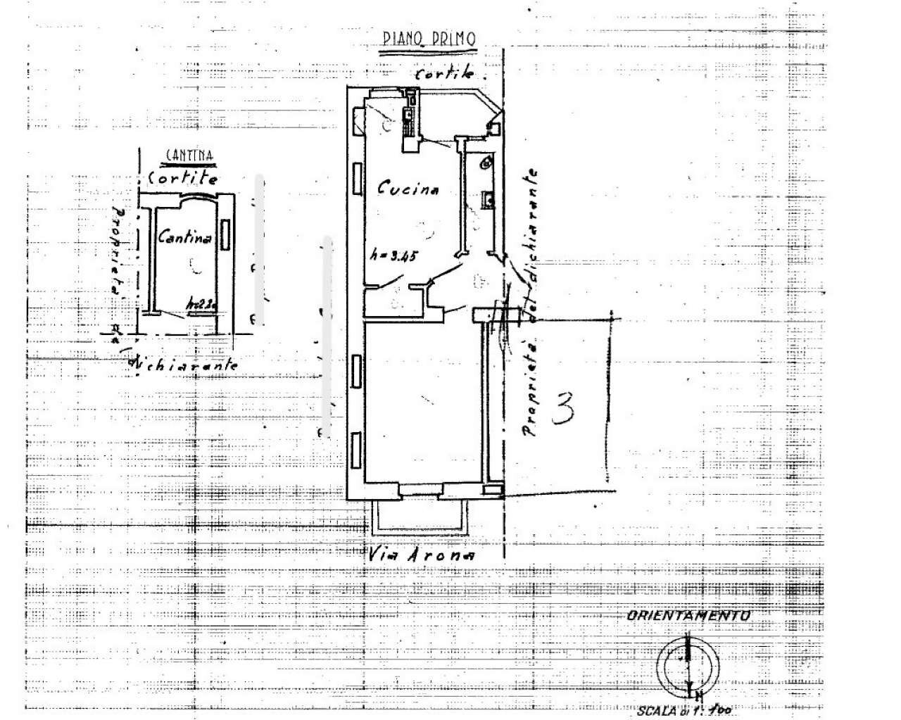 planimetria - Trilocale via Arona, 27, Torino (zona Campidoglio) - planimetria 1