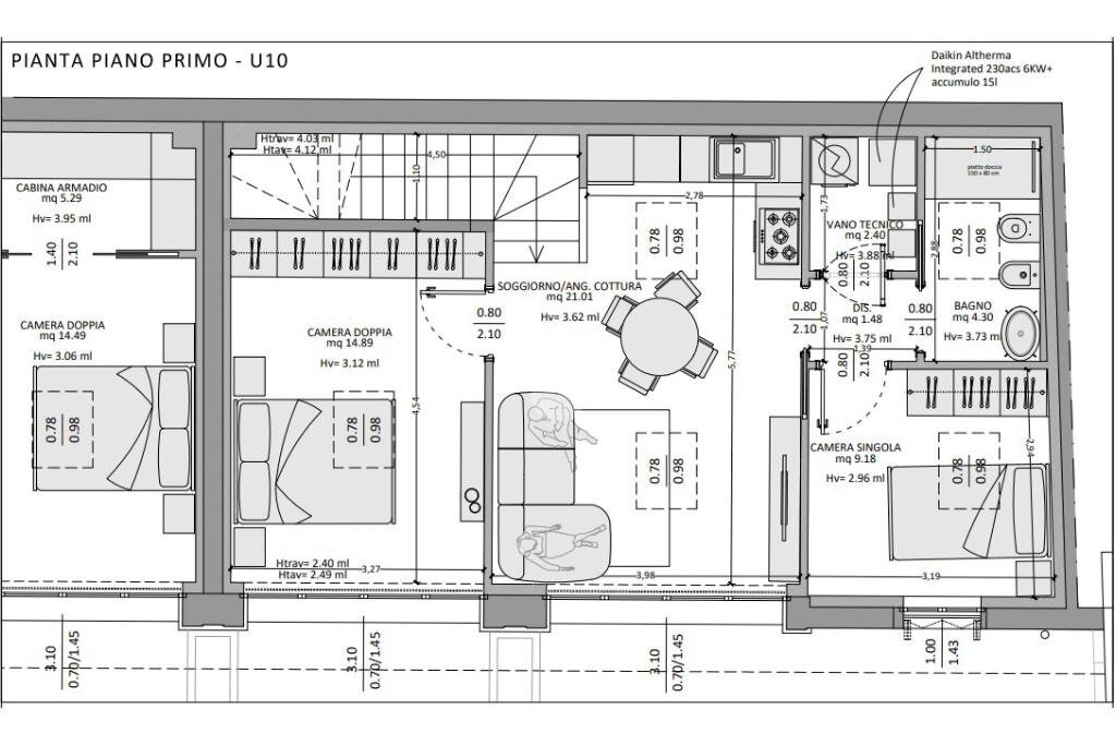Three-room apartment Via Cesare Battisti, Carpi - floor plans 1