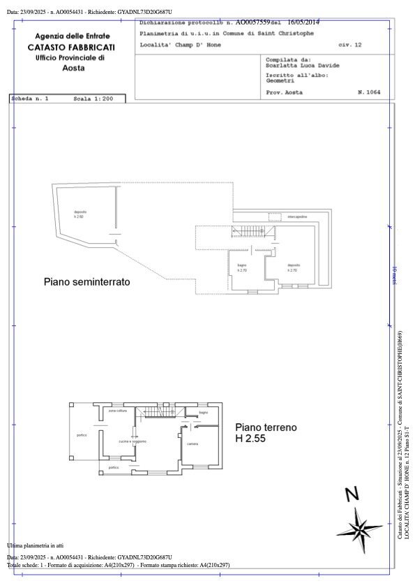 Villa Località Champ D'Hone 12, 12, Saint-Christophe - planimetria 1