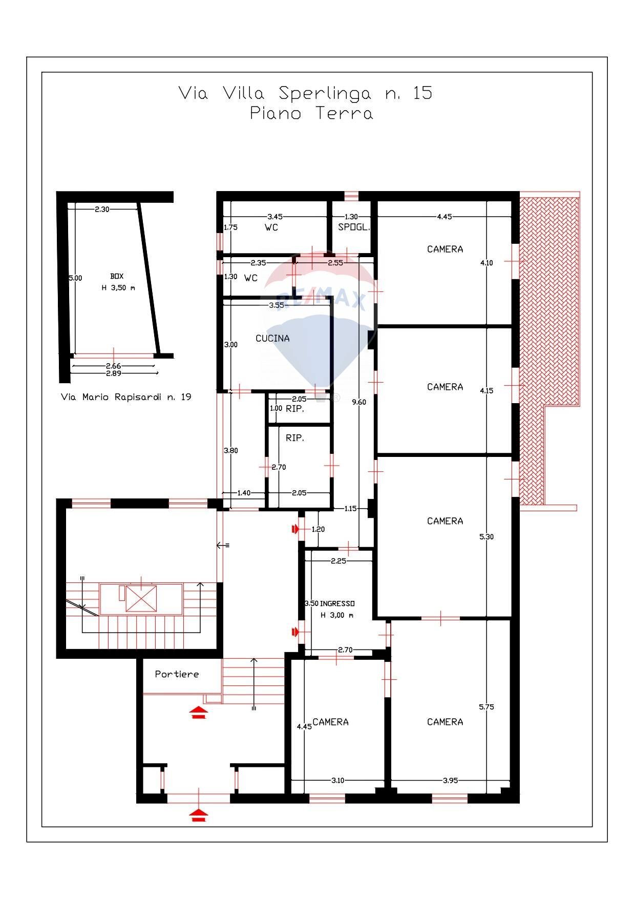 Pianta 2D con misure - Appartamento Via Villa Sperlinga
 
15, Palermo - planimetria 1