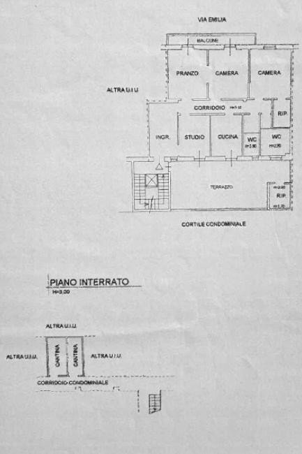Four-room apartment via Emilia, Tortona - floor plans 1