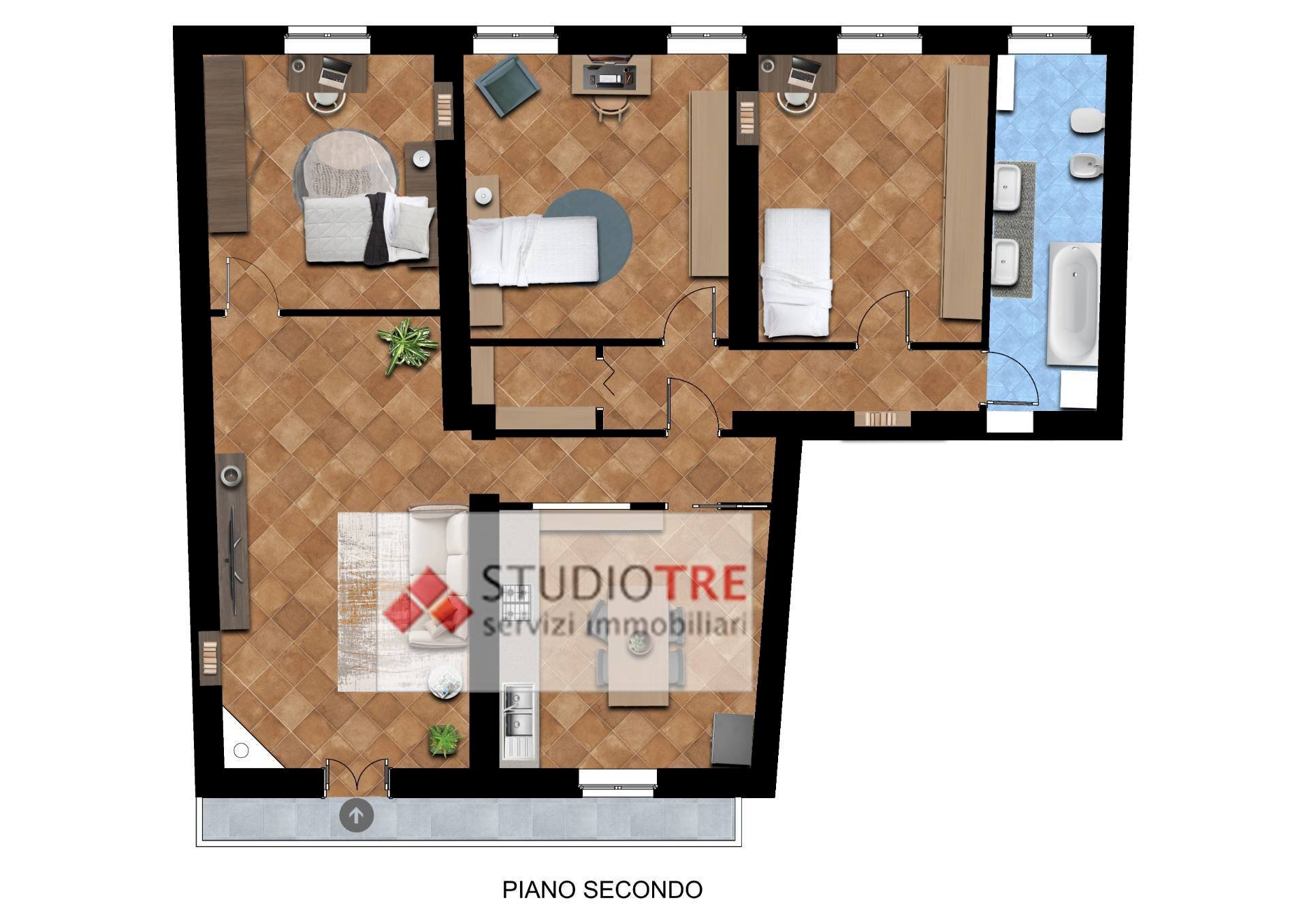 Foto 27 - Three-room apartment Via dei Mille
 
57, Pavia - floor plans 1