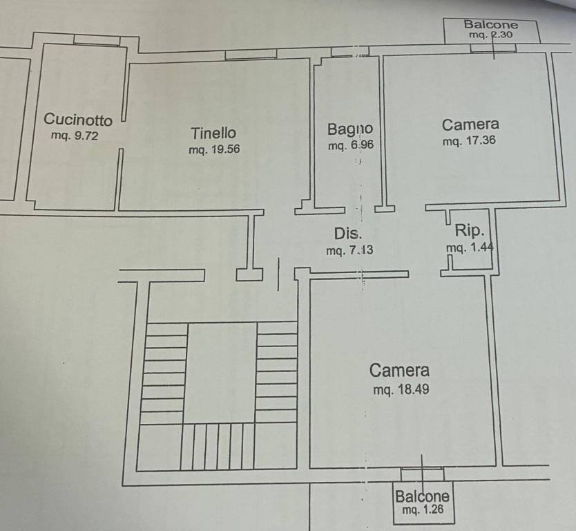 Planimetria - Four-room apartment via Carlo Francioni, Bologna (neighborhood Murri) - photo 1