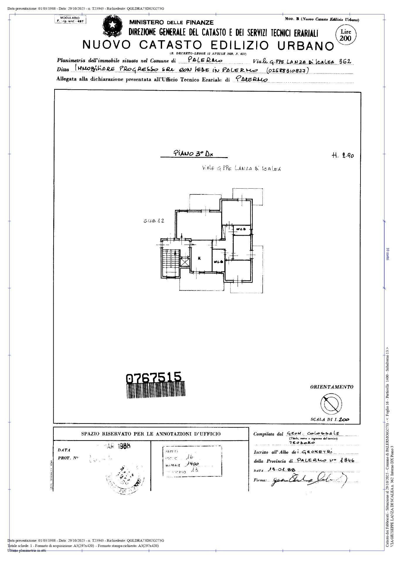 Foto 81 - Quadrilocale Via Giuseppe Lanza Di Scalea
 
362, Palermo - planimetria 1