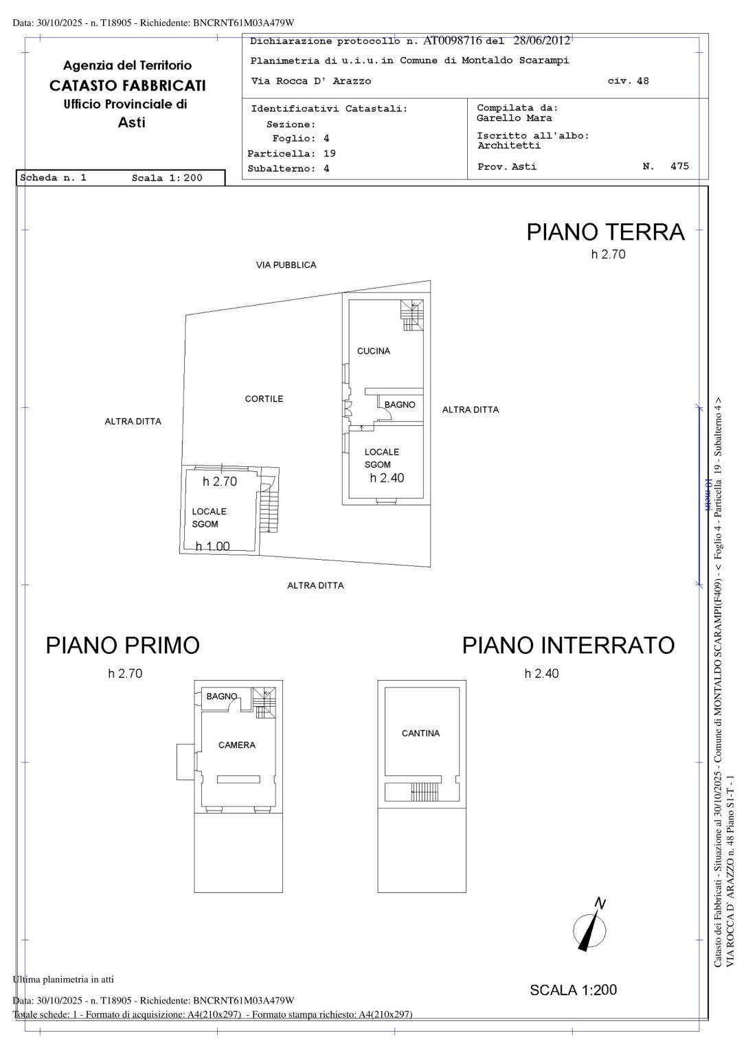 Villa a Schiera via Collina Forni, Montaldo Scarampi - planimetria 1