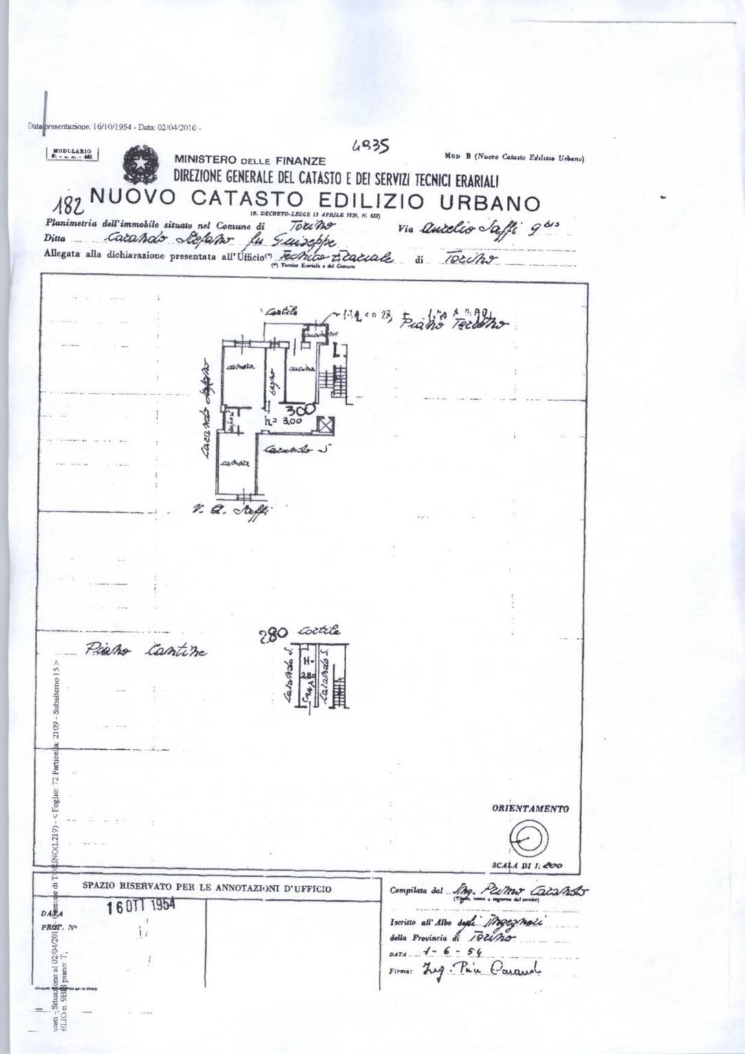 Trilocale via Aurelio Saffi, 9BIS, Torino (zona Cit Turin) - planimetria 1