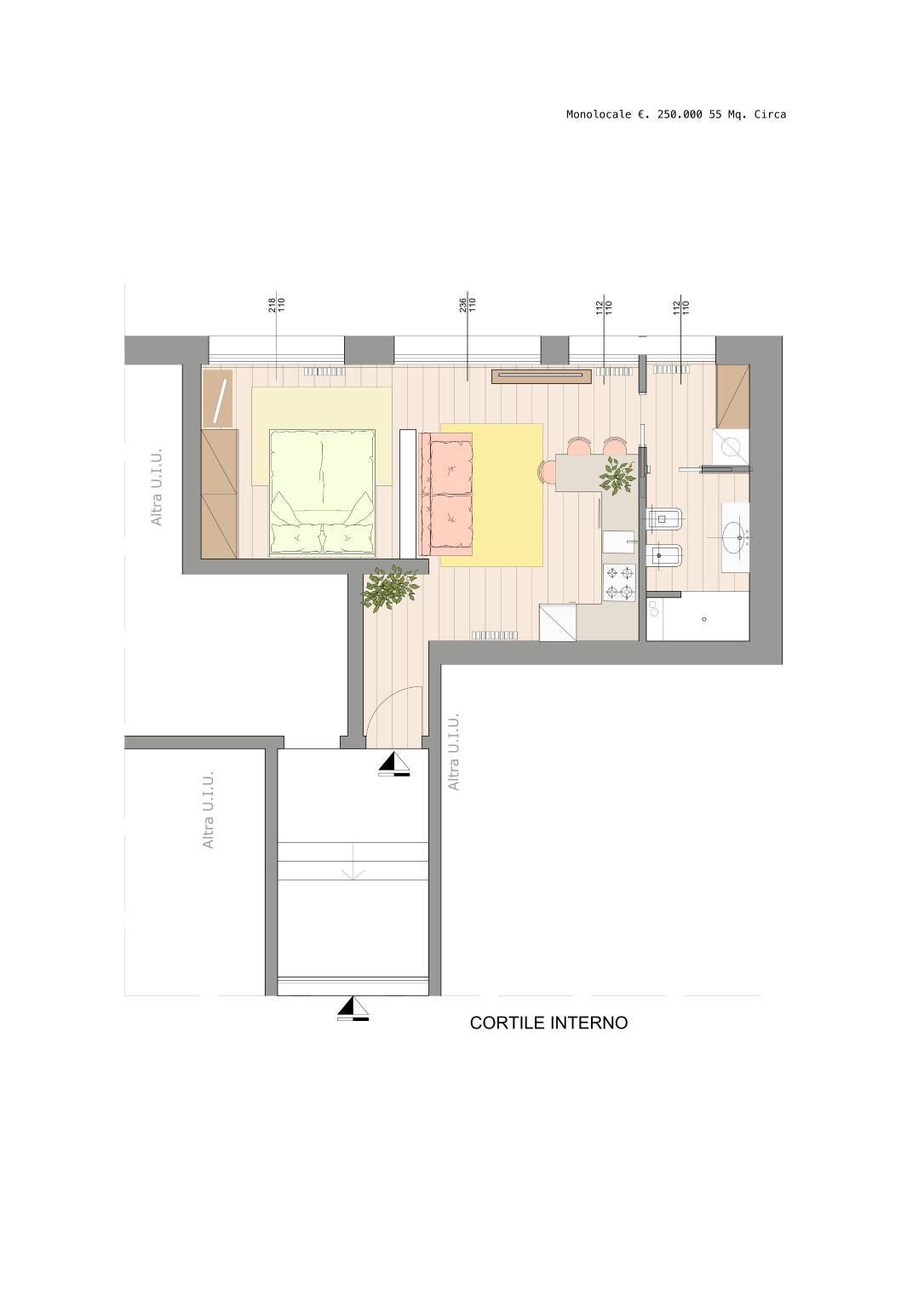 Monolocale via Monte Bianco, 46, Milano - planimetria 1