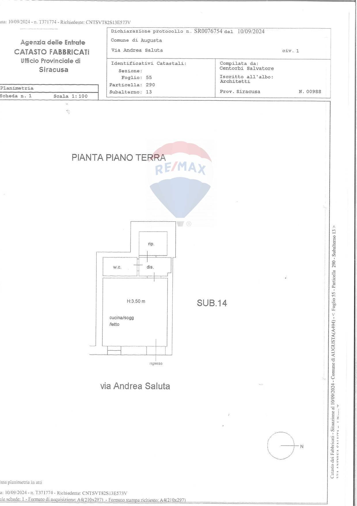 Pianta 2D - Monolocale VIA ANDREA SALUTA
 
1, Augusta - planimetria 1