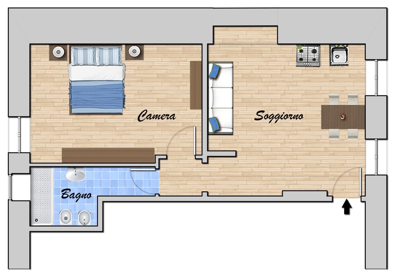 RIF.3438 . VIA GINOCCHIO 10-RITT.jpg - Quadrilocale Via Ramiro Ginocchio 10, Genova (zona Sestri Ponente) - planimetria 1