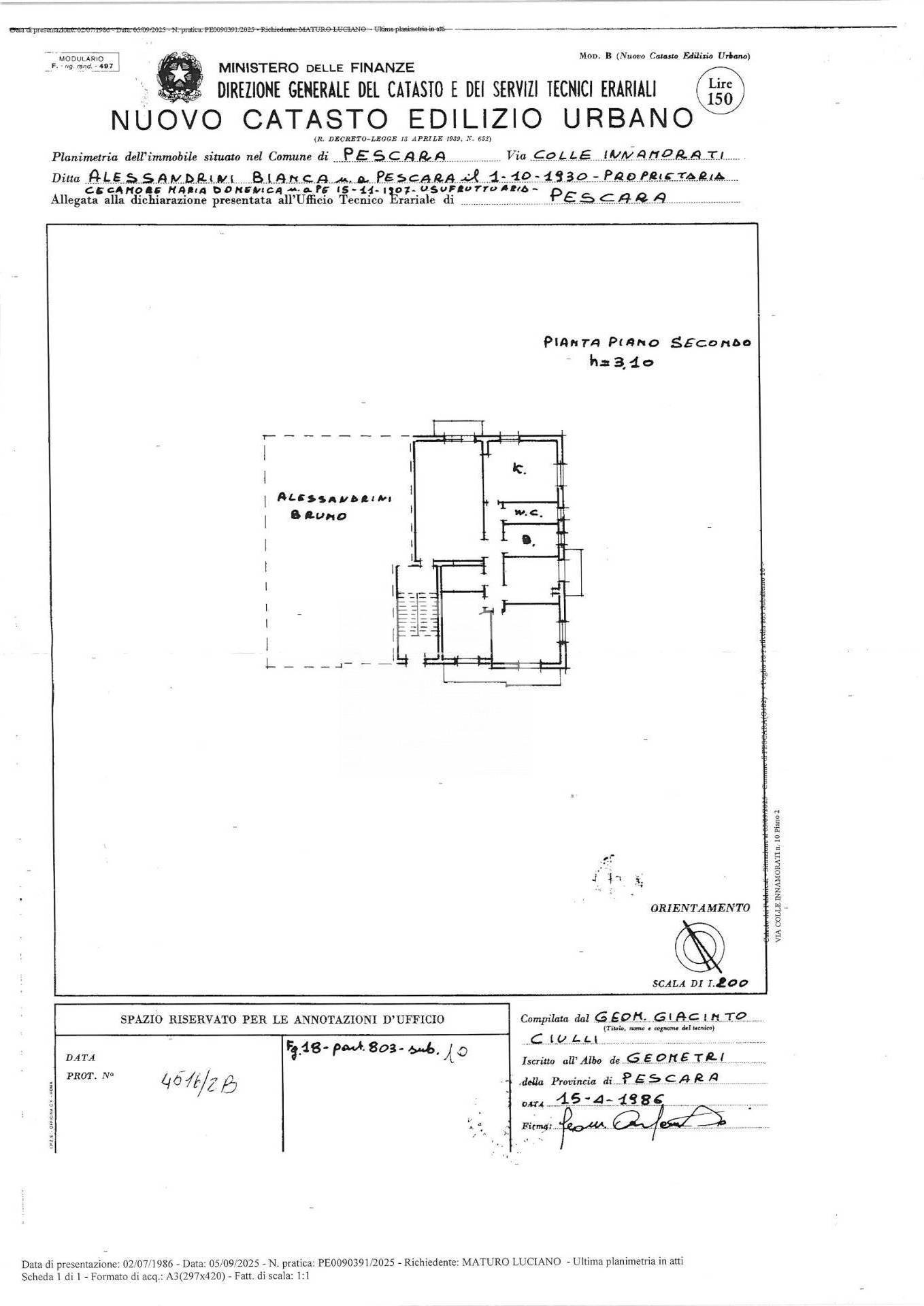 Foto 36 - Quadrilocale Via Colle Innamorati
 
10, Pescara - planimetria 1