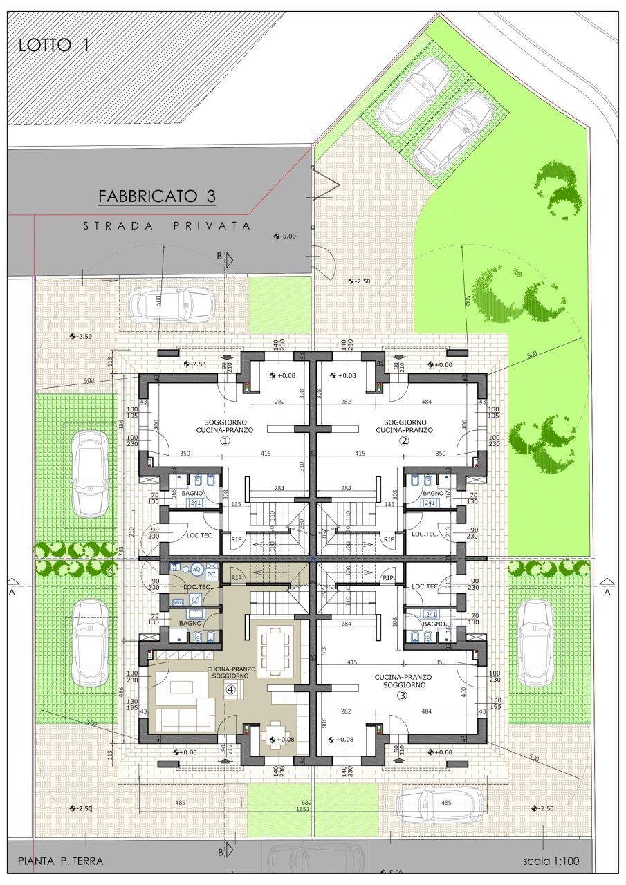 PIANTA P. TERRA - Villa a Schiera Via del Pino, Pontedera - planimetria 1