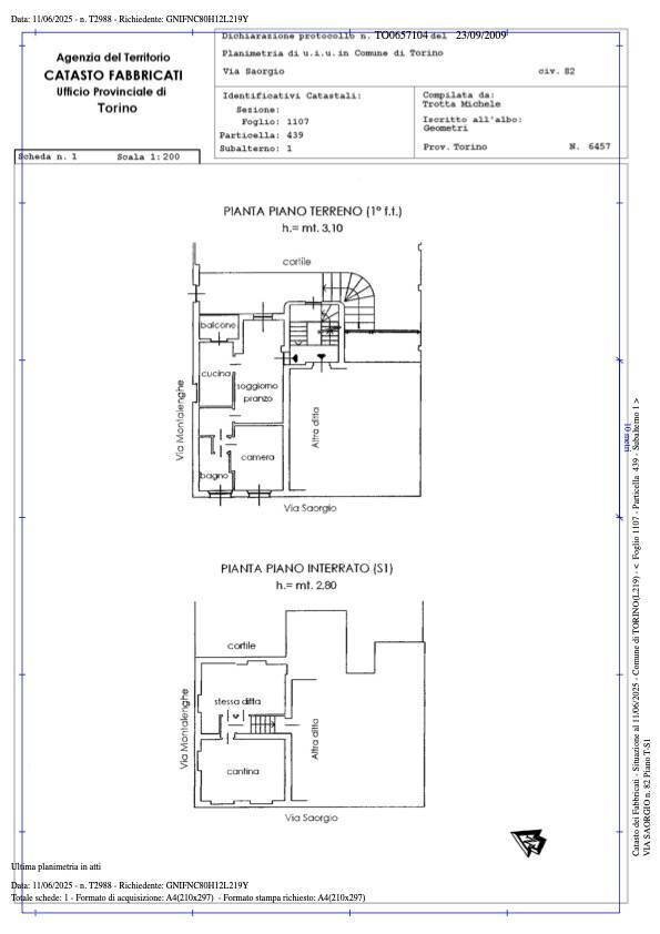 Foto 17 - Three-room apartment Via Montalenghe
 
2, Torino - floor plans 1