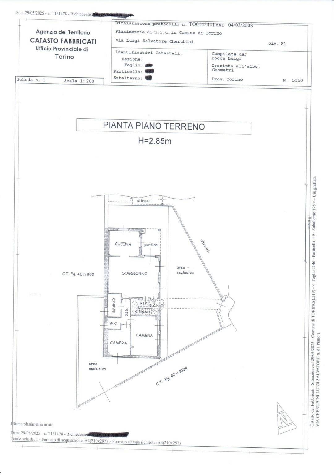 Four-room apartment via Luigi Salvatore Cherubini, 81, Torino (neighborhood Barriera Milano) - floor plans 1