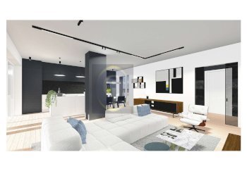 RENDER ZONA GIORNO ( CON CUCINA A VISTA) - Quadrilocale Brescia - foto 5