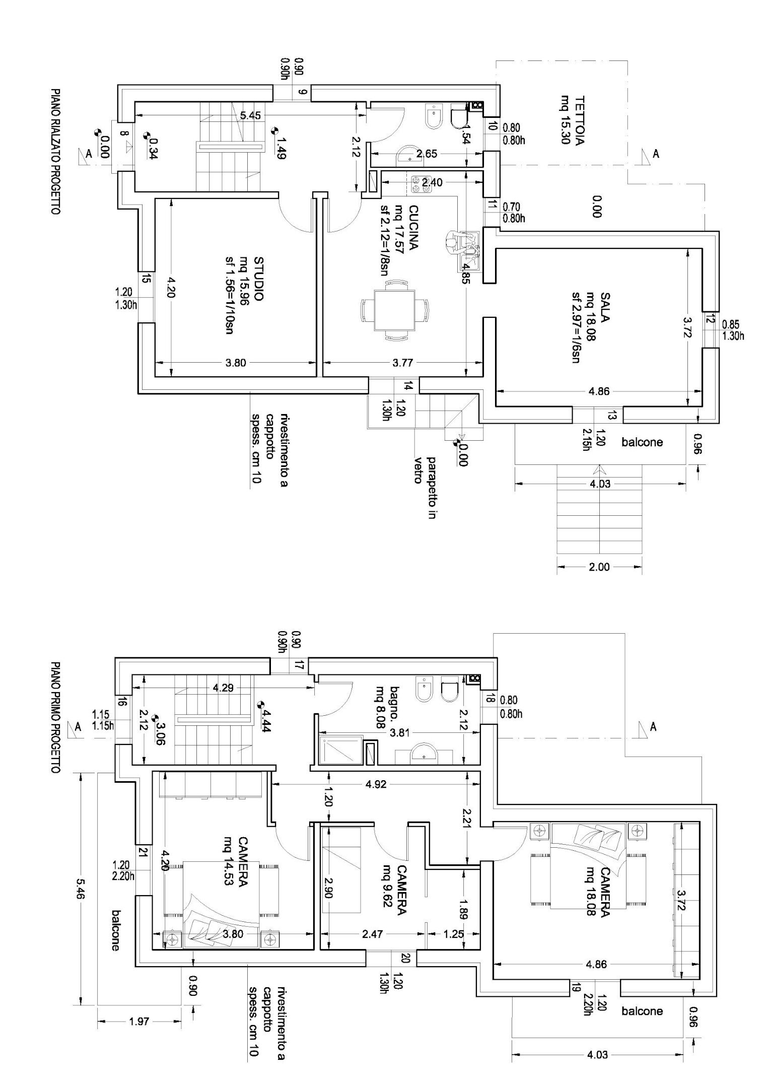 Planimetrie piano terra e piano primo - Villa Via P. Liverani, 6, Imola - planimetria 1