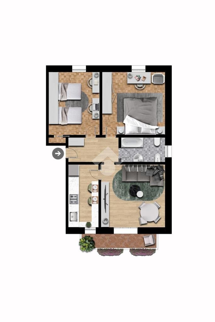 Trilocale Via Ugo Bassi, Cento - planimetria 1