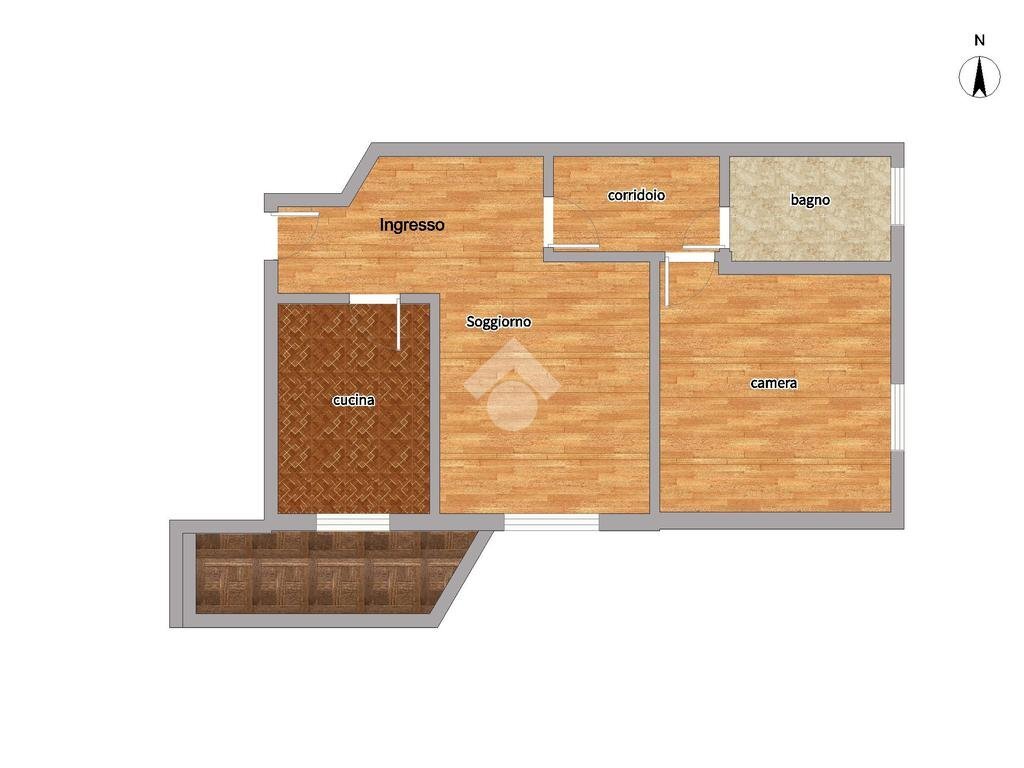 Two-room apartment Via Delle Ande, Milano (neighborhood Gallaratese) - floor plans 1