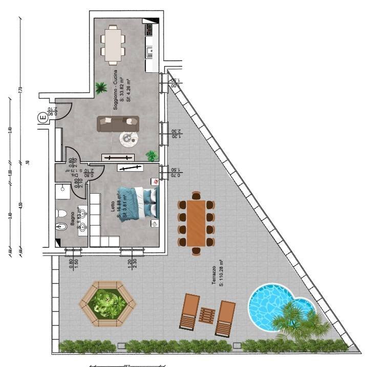 Foto 11 - Two-room apartment Poggio Rusco - floor plans 1
